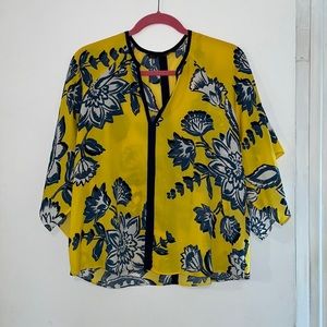 Zara Blue and Yellow Sheer Top Size M